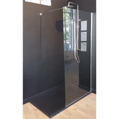 Receveur de douche 80 x 120 cm extra plat noir PIATTO en SoliCast surface ardoisee