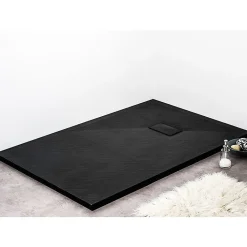 Receveur de douche 80 x 120 cm extra plat noir PIATTO en SoliCast surface ardoisee