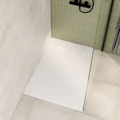 Receveur de douche 90 x 120 cm, effet pierre blanche, Schulte