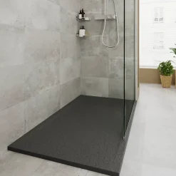 Receveur de douche 80 x 140 cm, résine, noir, GoodHome Luiro