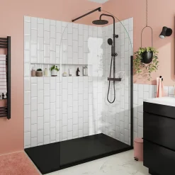 Receveur de douche 80 x 140 cm, résine, noir, GoodHome Luiro