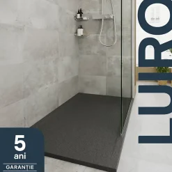 Receveur de douche 80 x 140 cm, résine, noir, GoodHome Luiro