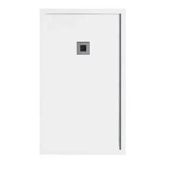 Receveur de douche 70 x 120 cm extra plat blanc en resine minerale SARIN Acier inoxydable