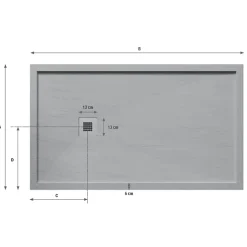 Receveur de douche 70 x 120 cm extra plat blanc en resine minerale SARIN Acier inoxydable
