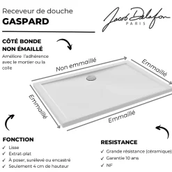 Receveur de douche 120 x 80 JACOB DELAFON Gaspard extra-plat céramique