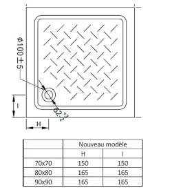 Receveur de douche 70 x 70 x 10 cm, blanc brillant, Ondée Cera