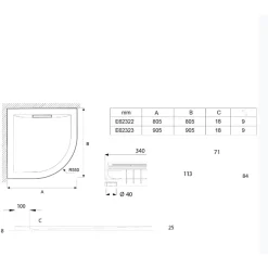 Receveur de douche antidérapant 90 x 90 JACOB DELAFON Flight Pure quart de rond blanc