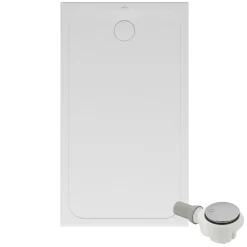 Receveur de douche antidérapant 140 x 80 VILLEROY ET BOCH Lifetime Plus Cerasoft céramique blanc + Bonde chromé brossé