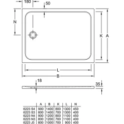 Receveur de douche antidérapant 140 x 90 VILLEROY ET BOCH Lifetime Plus céramique blanc + Bonde blanc