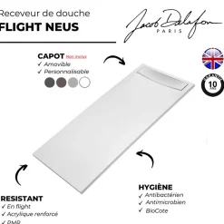 Receveur de douche antidérapant 170 x 80 JACOB DELAFON Flight Neus rectangle blanc