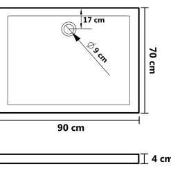 Receveur de douche avec picots Blanc 90x70x4 cm ABS vidaXL