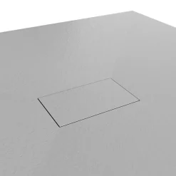 Receveur de douche BAYA extra-plat aspect pierre gris 100 x 100 cm + bonde centrale