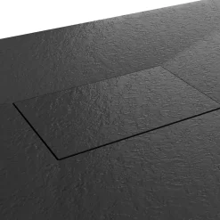 Receveur de douche BAYA extra-plat aspect pierre noir 90 x 160 cm + bonde