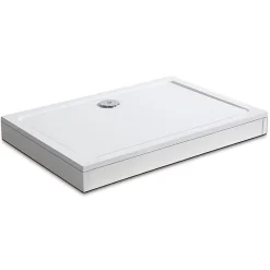 Receveur de Douche blanc extra plat carré en résine - 100x80 cm - avec 9 kit de plinthe et pieds