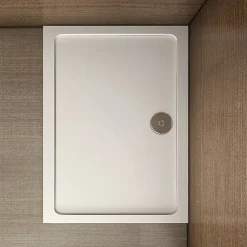 Receveur de douche blanc 100x80x3 cm - Extra plat - Carré - Résine antidérapante
