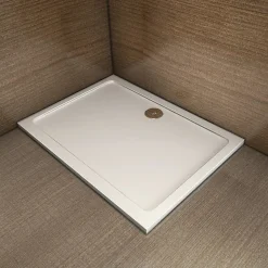 Receveur de douche blanc 100x80x3 cm - Extra plat - Carré - Résine antidérapante