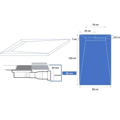 Receveur de douche blanc 120 x 80 cm en résine aspect ardoise - grille caniveau