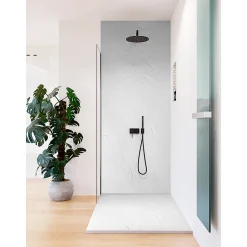 Receveur de douche blanc 120 x 80 cm en résine aspect ardoise - grille caniveau