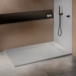 Receveur de douche blanc 150 x 100 cm haute densité aspect ardoise - grille caniveau
