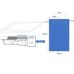 Receveur de douche blanc 150 x 100 cm haute densité aspect ardoise - grille caniveau