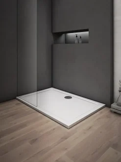 Receveur de douche blanc - 150x90x3cm - rectangulaire - Bac à douche extra plat - Antidérapant