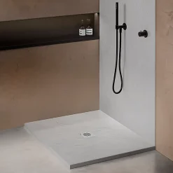 Receveur de douche blanc 90 x 90 cm haute densité aspect ardoise - grille carrée centrée
