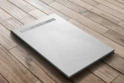 Receveur de douche blanc 200 x 100 cm haute densité aspect ardoise - grille caniveau