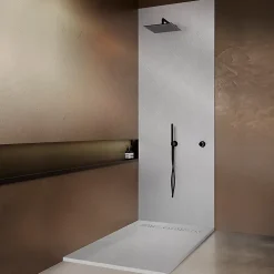 Receveur de douche blanc 200 x 100 cm haute densité aspect ardoise - grille caniveau