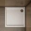 Receveur de douche blanc 80x80x3 cm - Extra plat - Carré - Résine antidérapante avec le bonde de douche et siphon 90cm