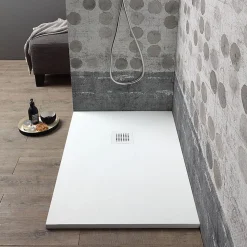 Receveur De Douche En Résine 150X80 Blanc Effet Pierre