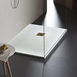 Receveur de douche extra plat à poser 80x120 Design reflet ardoisé Blanc