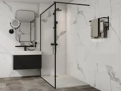 Receveur de douche extra plat à poser ou à encastrer recoupable en résine SMC - Blanc - 160 x 90 cm - MIRNOSA