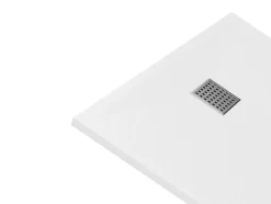Receveur de douche extra plat à poser ou à encastrer recoupable en résine SMC avec siphon - Blanc - 160 x 90 cm - MIRNOSA