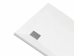Receveur de douche extra plat à poser ou à encastrer recoupable en résine SMC en quart de cercle - Blanc - 90 x 90 cm - SYFORSA