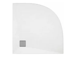 Receveur de douche extra plat à poser ou à encastrer recoupable en résine SMC en quart de cercle - Blanc - 90 x 90 cm - SYFORSA