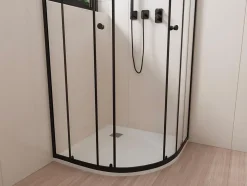 Receveur de douche extra plat à poser ou à encastrer recoupable en résine SMC en quart de cercle - Blanc - 90 x 90 cm - SYFORSA