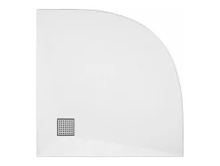 Receveur de douche extra plat à poser ou à encastrer recoupable en résine SMC en quart de cercle avec siphon - Blanc - 90 x 90 cm