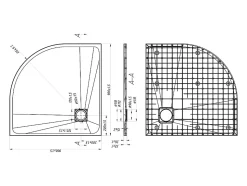 Receveur de douche extra plat à poser ou à encastrer recoupable en résine SMC en quart de cercle avec siphon - Blanc - 90 x 90 cm