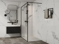 Receveur de douche extra plat à poser ou à encastrer recoupable en résine SMC - Blanc - 140 x 80 cm - MIRNOSA