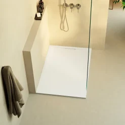 Receveur de Douche Extraplat 160x80cm Blanc - Résine Minérale - Antidérapant - Effet Ardoise - Bonde Incluse - LAVABERG