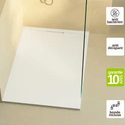 Receveur de Douche Extraplat 180x90cm Blanc - Résine Minérale - Antidérapant - Effet Ardoise - Bonde Incluse - LAVABERG