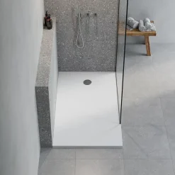 Receveur de douche extra-plat l.90 x L.160 cm blanc anti dérapant, GoodHome Leira