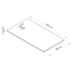 Receveur de douche extra-plat l.90 x L.160 cm blanc anti dérapant, GoodHome Leira