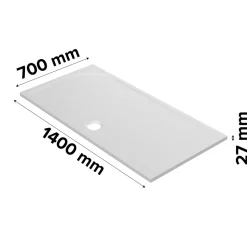 Receveur de douche extra-plat l.70 x L.140 cm blanc anti dérapant, GoodHome Limski