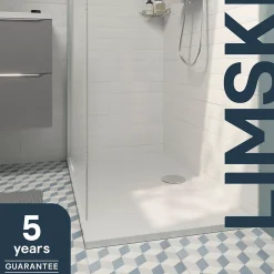 Receveur de douche extra-plat l.70 x L.140 cm blanc anti dérapant, GoodHome Limski
