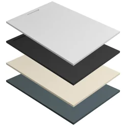 Receveur de Douche Extraplat 120x80cm Beige - Résine Minérale - Antidérapant - Effet Ardoise - Bonde Incluse - LAVABERG
