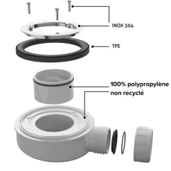 Receveur de Douche Extraplat 160x80cm Blanc - Résine Minérale - Antidérapant - Effet Ardoise - Bonde Incluse - LAVABERG