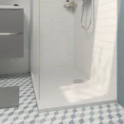 Receveur de douche extra-plat l.70 x L.120 cm blanc anti dérapant, GoodHome Limski