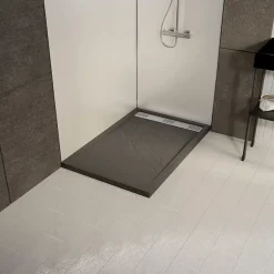 Receveur de douche extra-plat 80 x 120 cm, acrylique, gris, Galedo Pedra