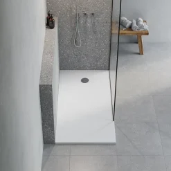 Receveur de douche extra-plat l.80 x L.160 cm blanc anti dérapant, GoodHome Leira